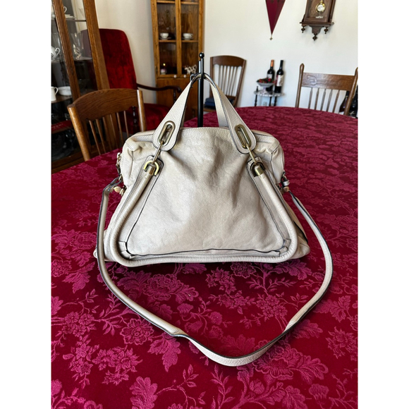 Chloé Beige Leather Paraty Large Satchel w/ Strap - Picture 2 of 15
